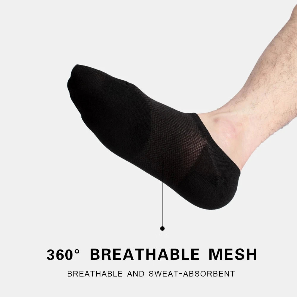Bamboo Socks 10 Pairs Men Invisible Short Mesh Harajuku Style Black Plus Size