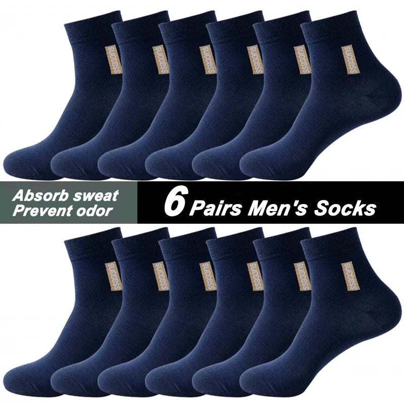 6 Pairs Mens Breathable Bamboo Fiber Socks Cotton Deodorizing