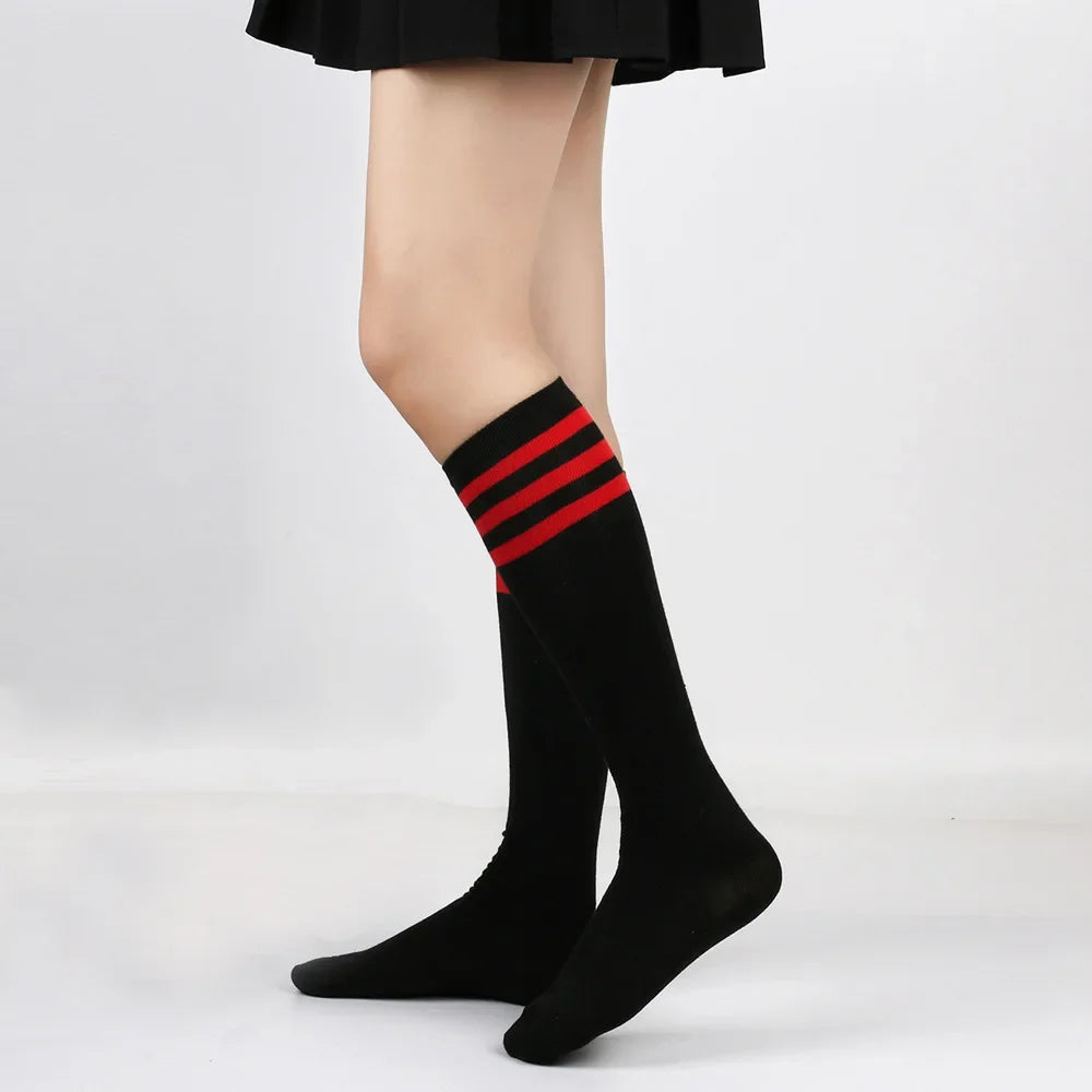Women's Striped Knee High Bamboo Cotton Socks