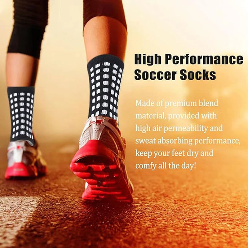 Men's Anti Slip Bamboo Grip Pad Sports Socks - Mid Calf