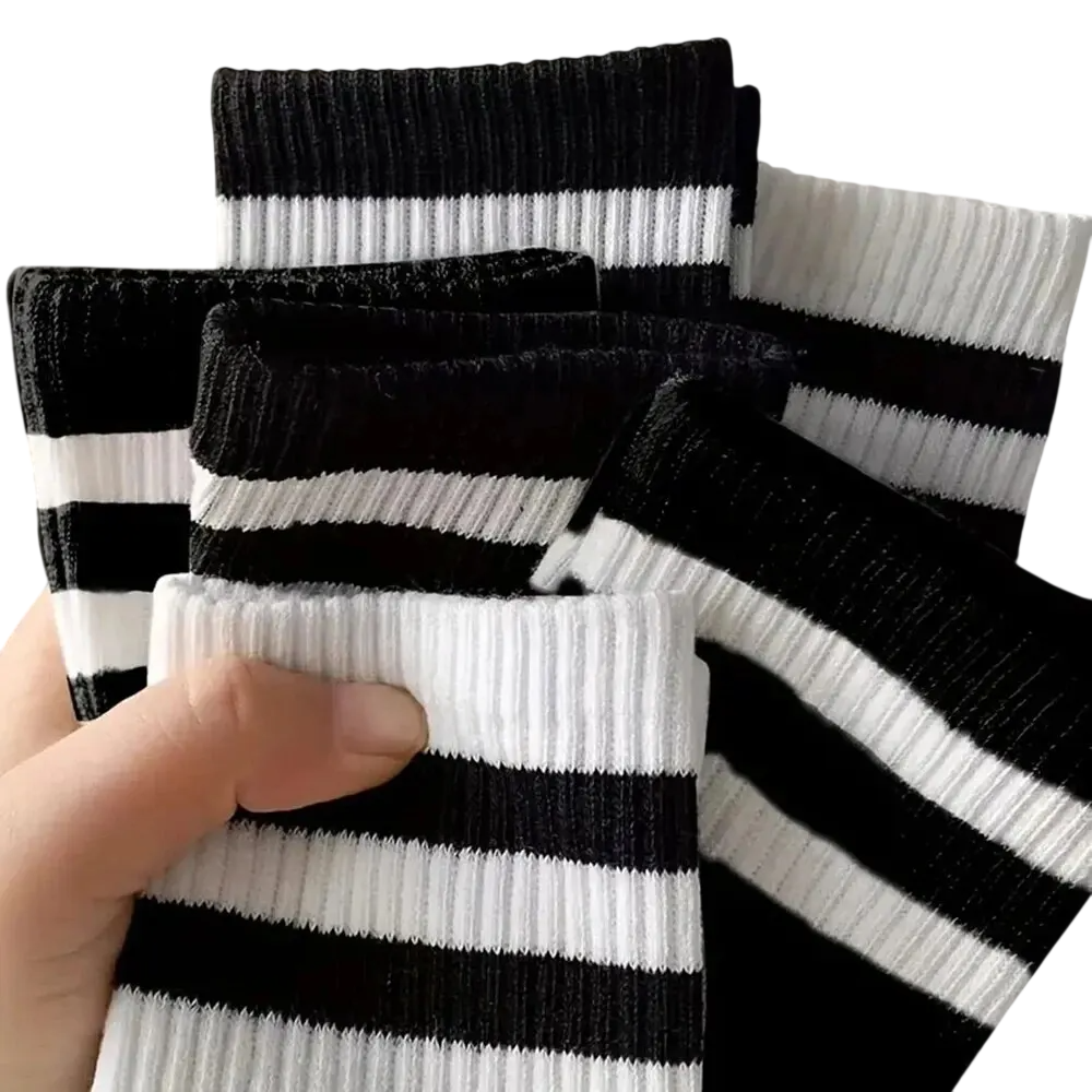 Men's Striped Casual Bamboo Polyester Socks  - Mid Tube