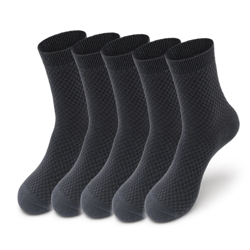 Men Bamboo Fiber Socks 5 Pairs Classic Business Casual Socks