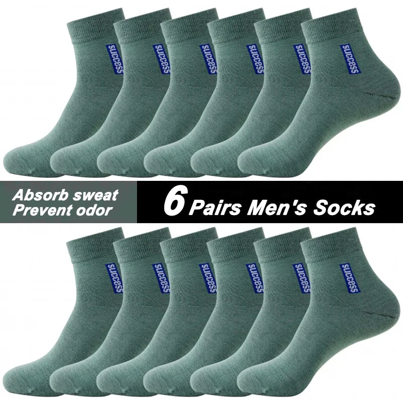 6 Pairs Mens Breathable Bamboo Fiber Socks Cotton Deodorizing
