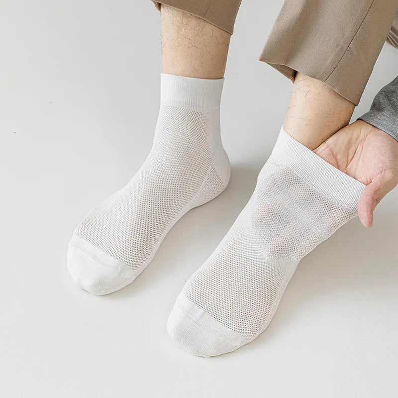 5 Pack Bamboo Socks For Men - Breathable Mesh w/Absorbent Odor Control