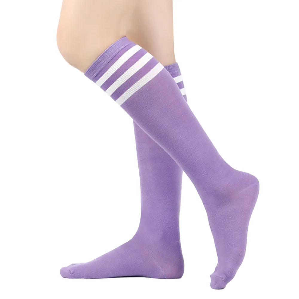 Women's Striped Knee High Bamboo Cotton Socks