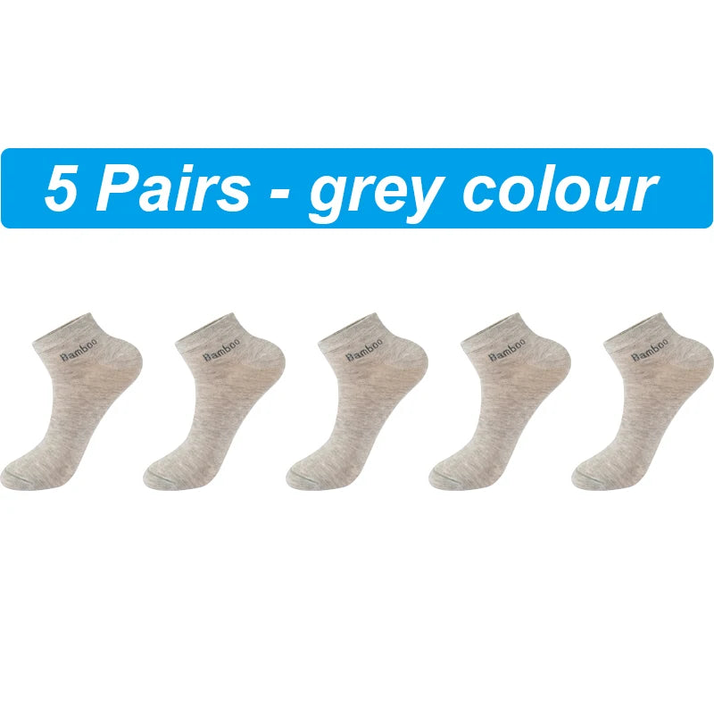 Mens Bamboo Fiber Ankle Socks 5 Pairs Breathable Antibacterial