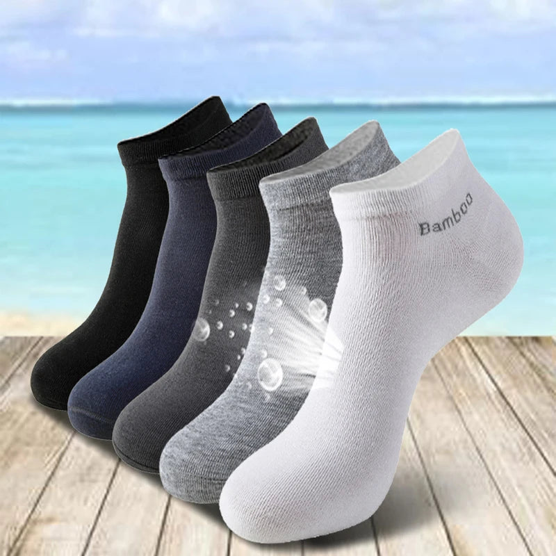 Mens Bamboo Fiber Ankle Socks 5 Pairs Breathable Antibacterial