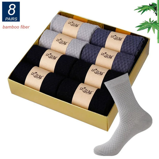 Bamboo Fiber Socks For Men 8 Pairs Pack Breathable Anti Sweat Casual Size 38 44