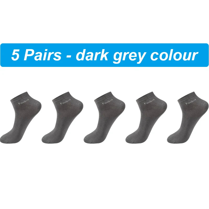 Mens Bamboo Fiber Ankle Socks 5 Pairs Breathable Antibacterial