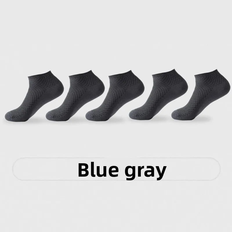 Men's Bamboo Fiber Ankle Socks Pack Of 5 Pairs Breathable EU Size 38 To 45