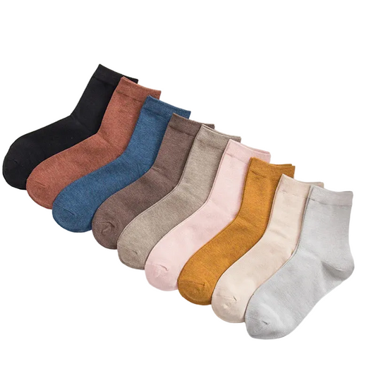 Women's Bamboo Fiber Solid Color Socks Breathable Casual 10 Pair Pack