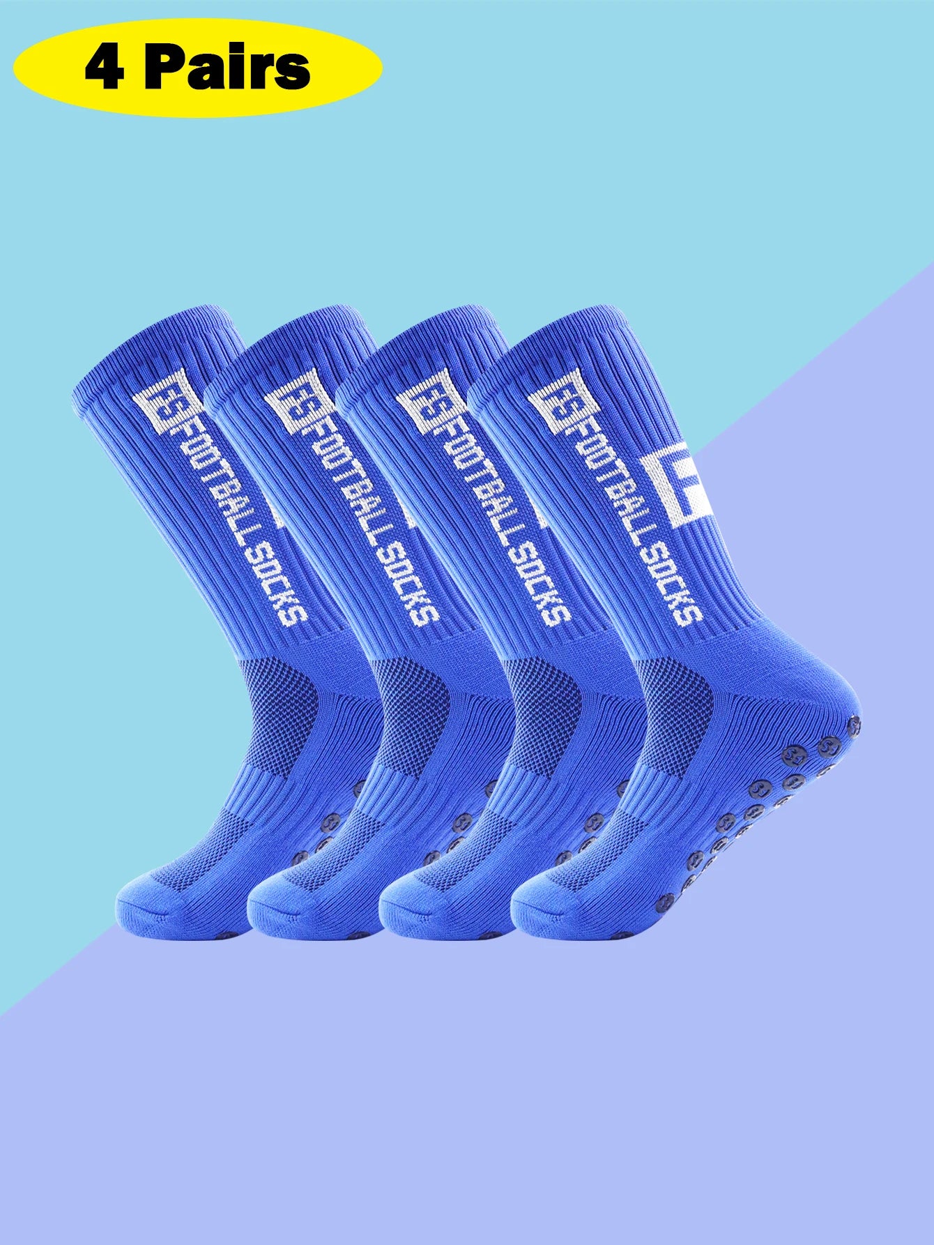 Men's Bamboo Soccer Socks With Non Slip Gripper Pads - 4 Pairs