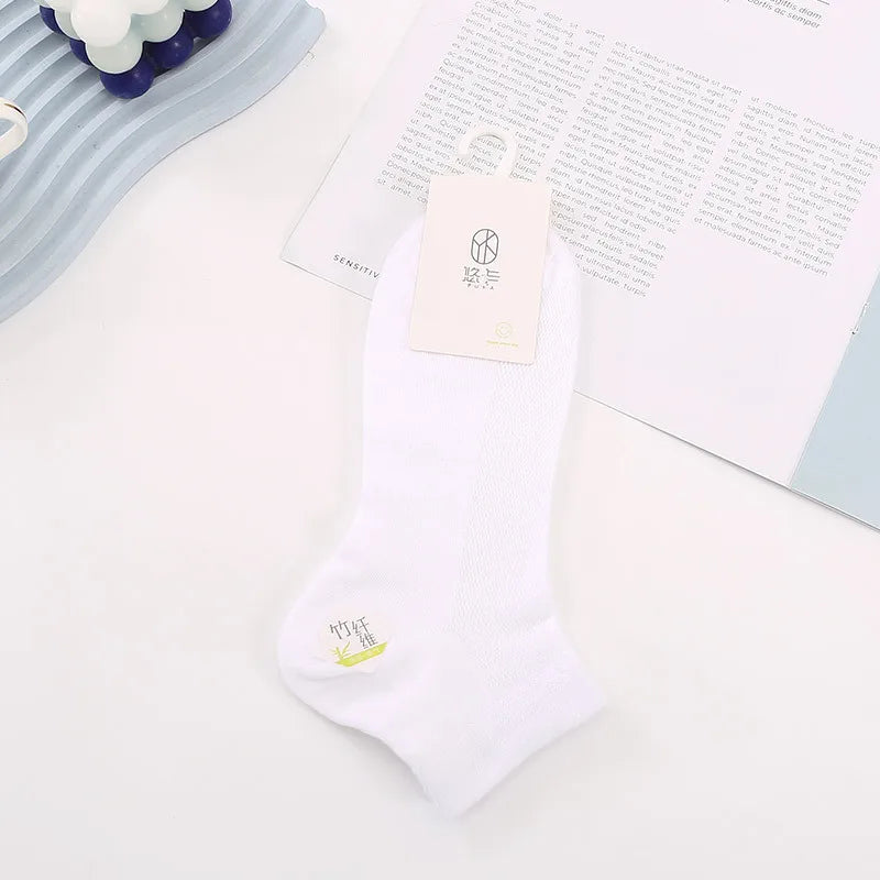 5-Pack Women's Bamboo Fiber Mesh Breathable Ankle Socks