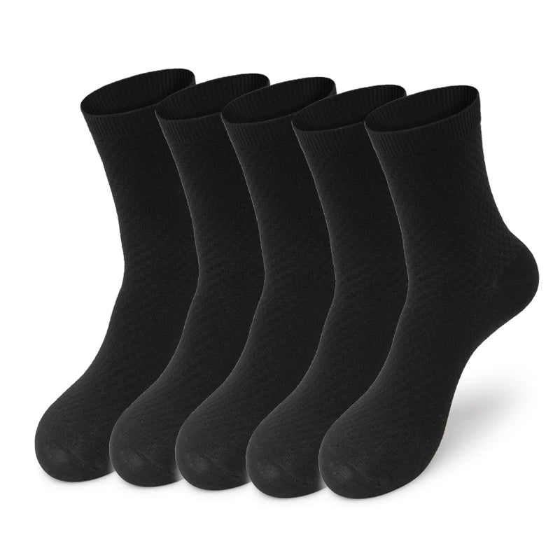 Men Bamboo Fiber Socks 5 Pairs Classic Business Casual Socks