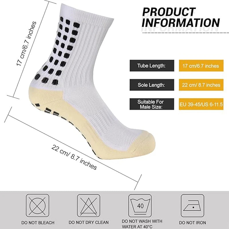 Men's Anti Slip Bamboo Grip Pad Sports Socks - Mid Calf