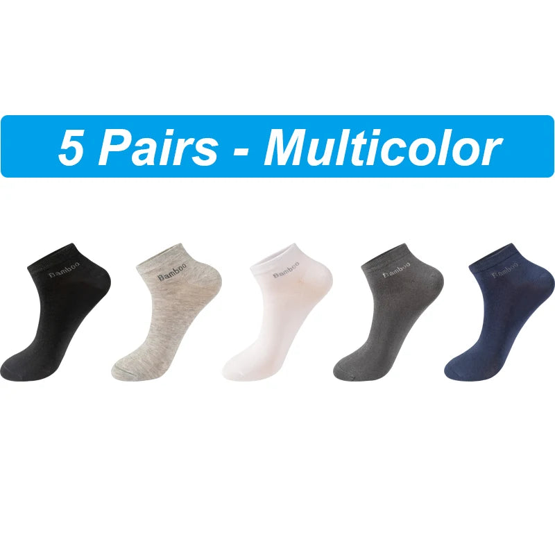 Mens Bamboo Fiber Ankle Socks 5 Pairs Breathable Antibacterial
