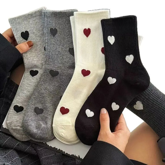 Women's Heart Pattern Mid Calf Socks