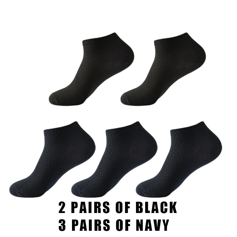 5 Pairs Men Bamboo Fiber Short Socks Breathable Casual Ankle Low Cut