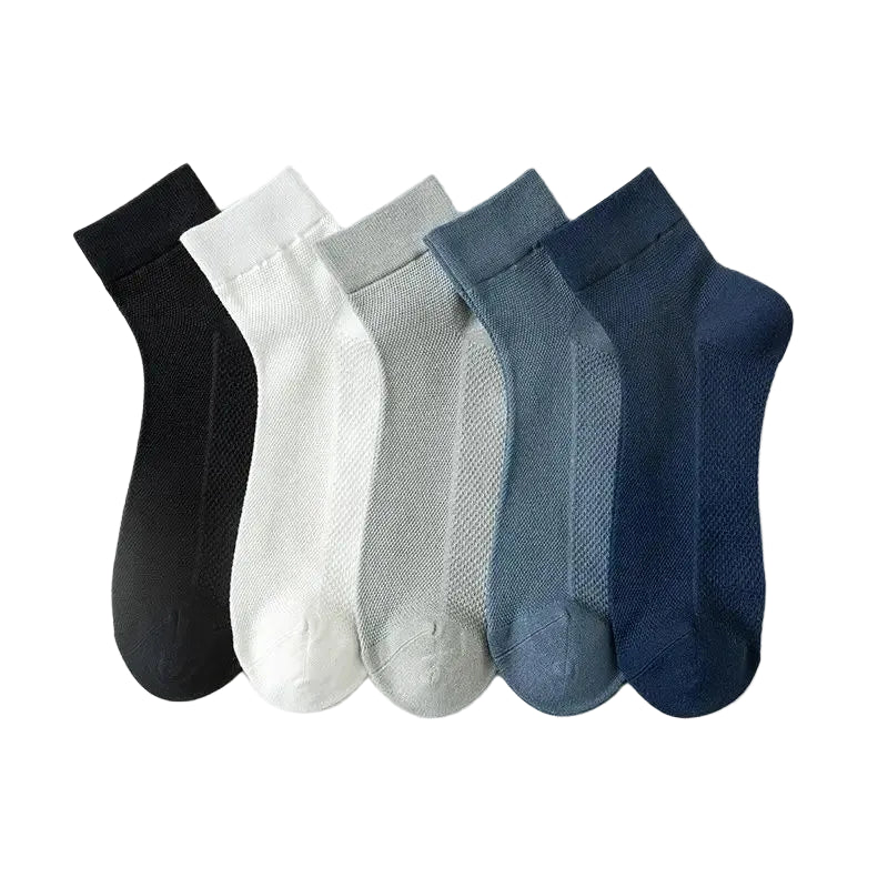 5 Pack Bamboo Socks For Men - Breathable Mesh w/Absorbent Odor Control