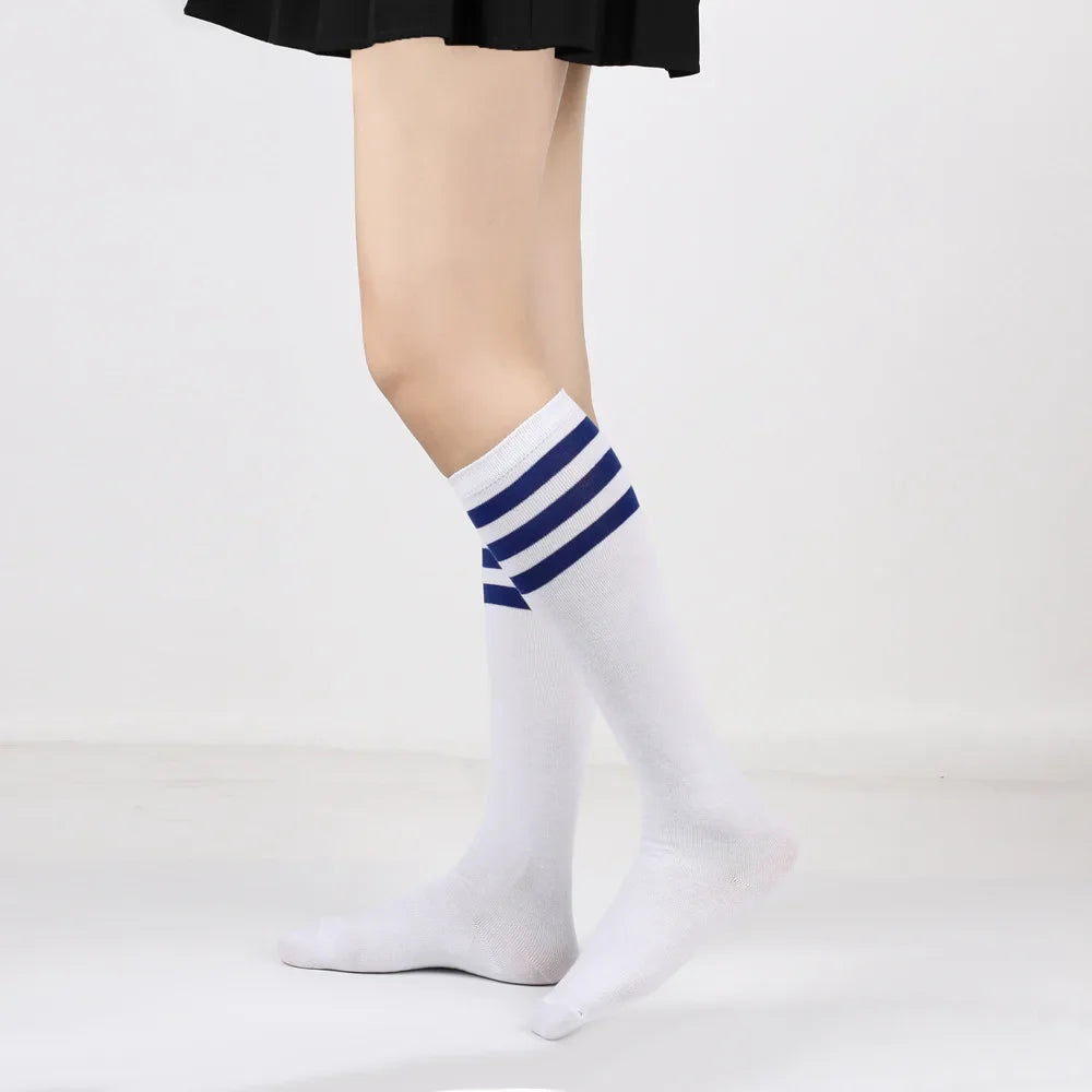 Women's Striped Knee High Bamboo Cotton Socks