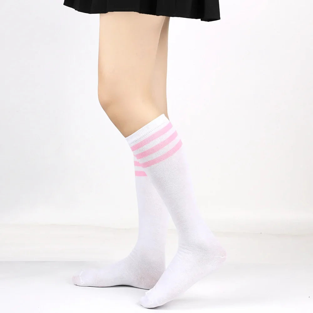 Women's Striped Knee High Bamboo Cotton Socks