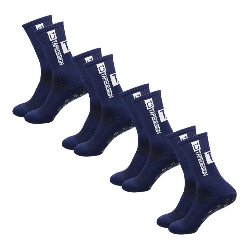 Men's Bamboo Soccer Socks With Non Slip Gripper Pads - 4 Pairs