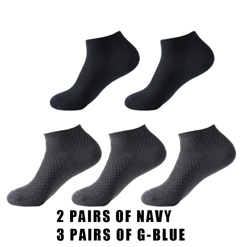 5 Pairs Men Bamboo Fiber Short Socks Breathable Casual Ankle Low Cut