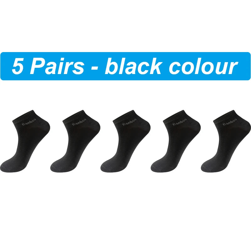 Mens Bamboo Fiber Ankle Socks 5 Pairs Breathable Antibacterial