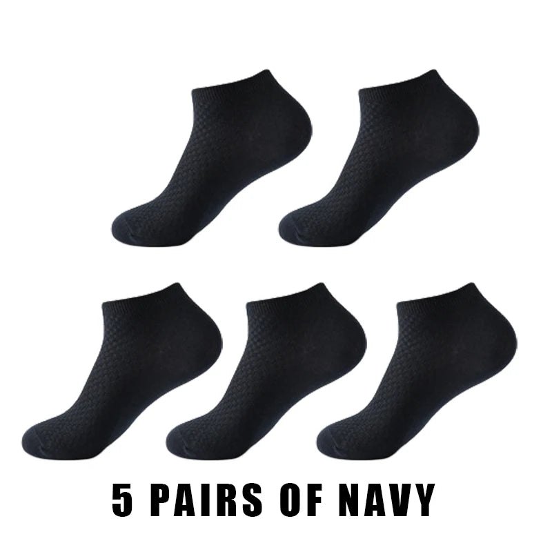 5 Pairs Men Bamboo Fiber Short Socks Breathable Casual Ankle Low Cut