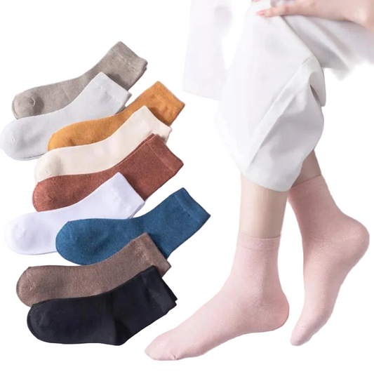 Women's Bamboo Fiber Socks 5 Pairs Solid Color Thin Candy Color Kawaii