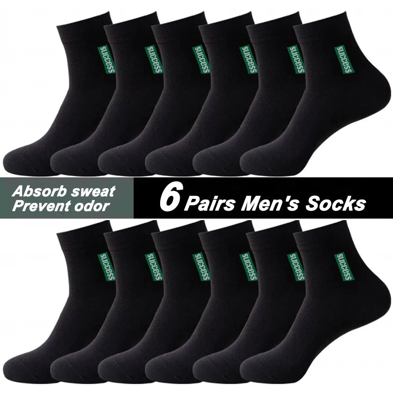 6 Pairs Mens Breathable Bamboo Fiber Socks Cotton Deodorizing