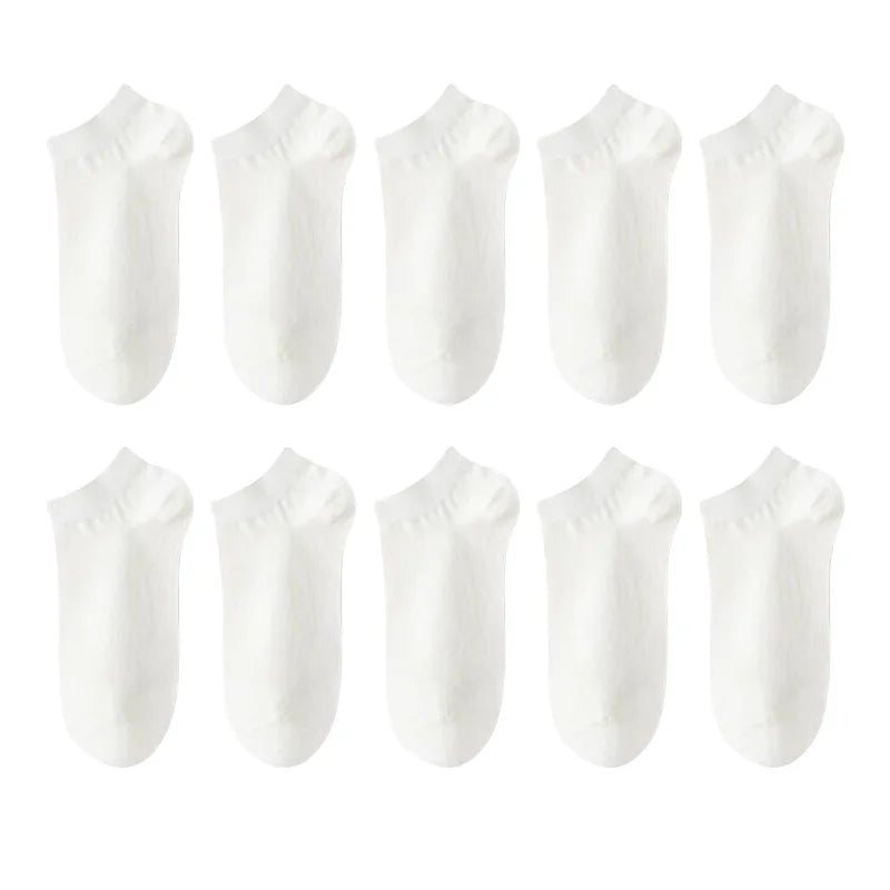 10 Pairs Mens Bamboo Fiber Ankle Socks Breathable Summer Black Boat Socks