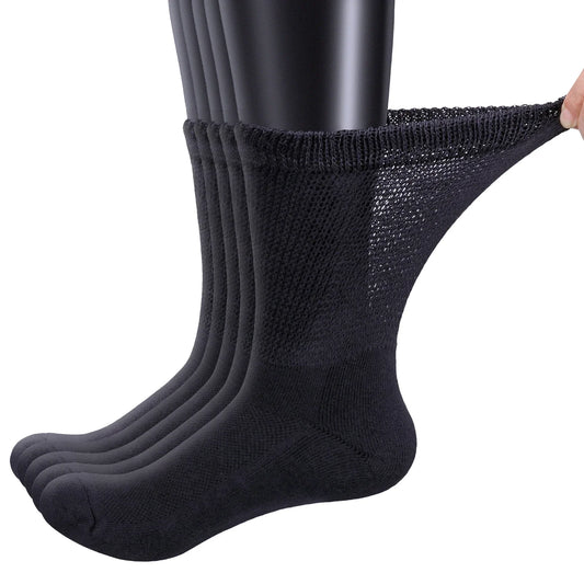 Diabetic Breathable Bamboo Socks - Cushioned Sole - 5 Pairs