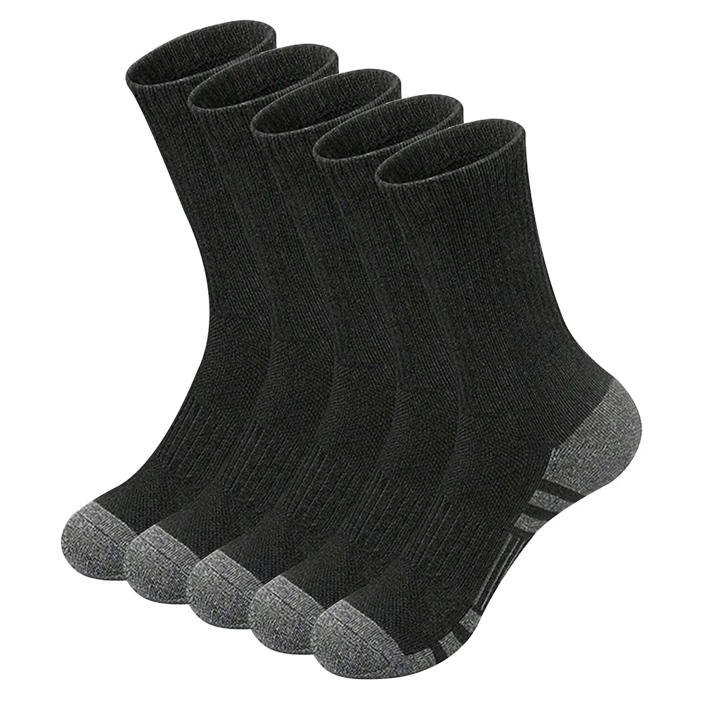 Men's Black/White Striped Mid Bamboo Tube Socks - Breathable Antibacterial
