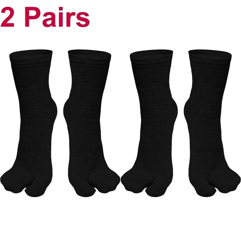 Two pairs of black toe socks, lightweight, breathable material for comfort and style.