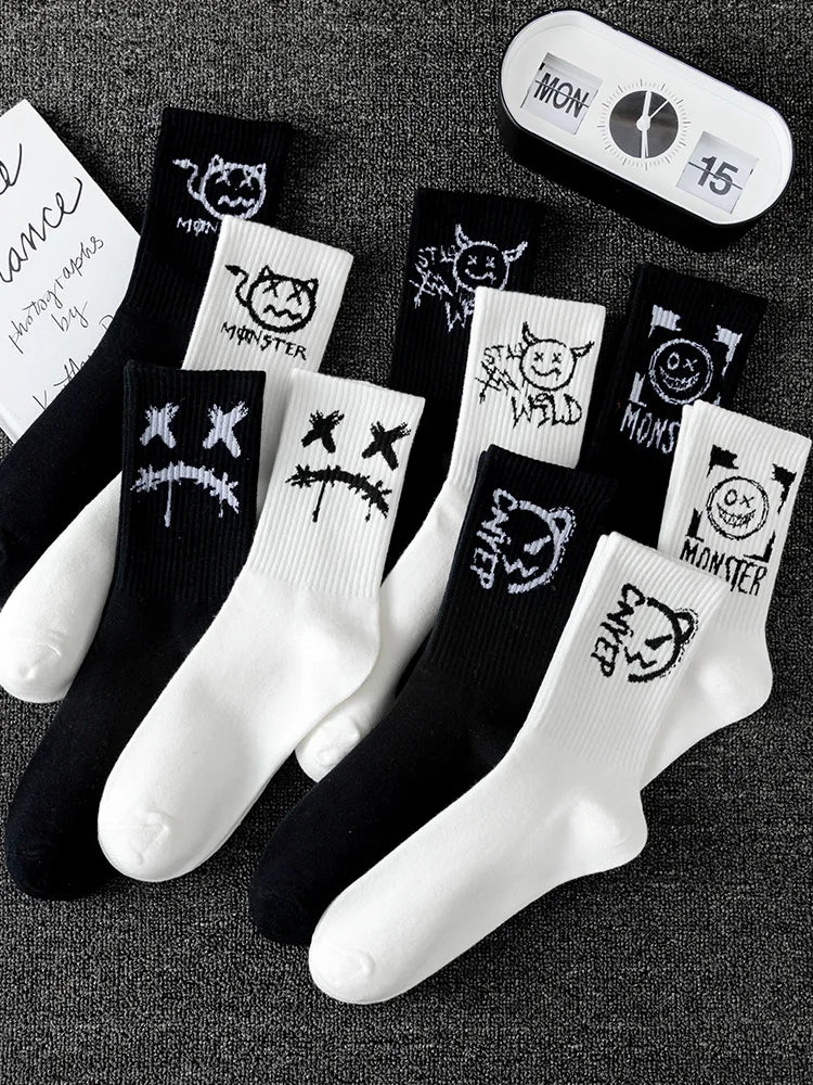 10 Pairs Men's Bamboo Graffiti Sports Socks - Breathable