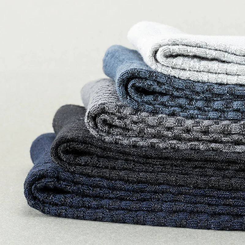 Mens Bamboo Fiber Socks 5 Pairs Long Business Solid Black High Quality