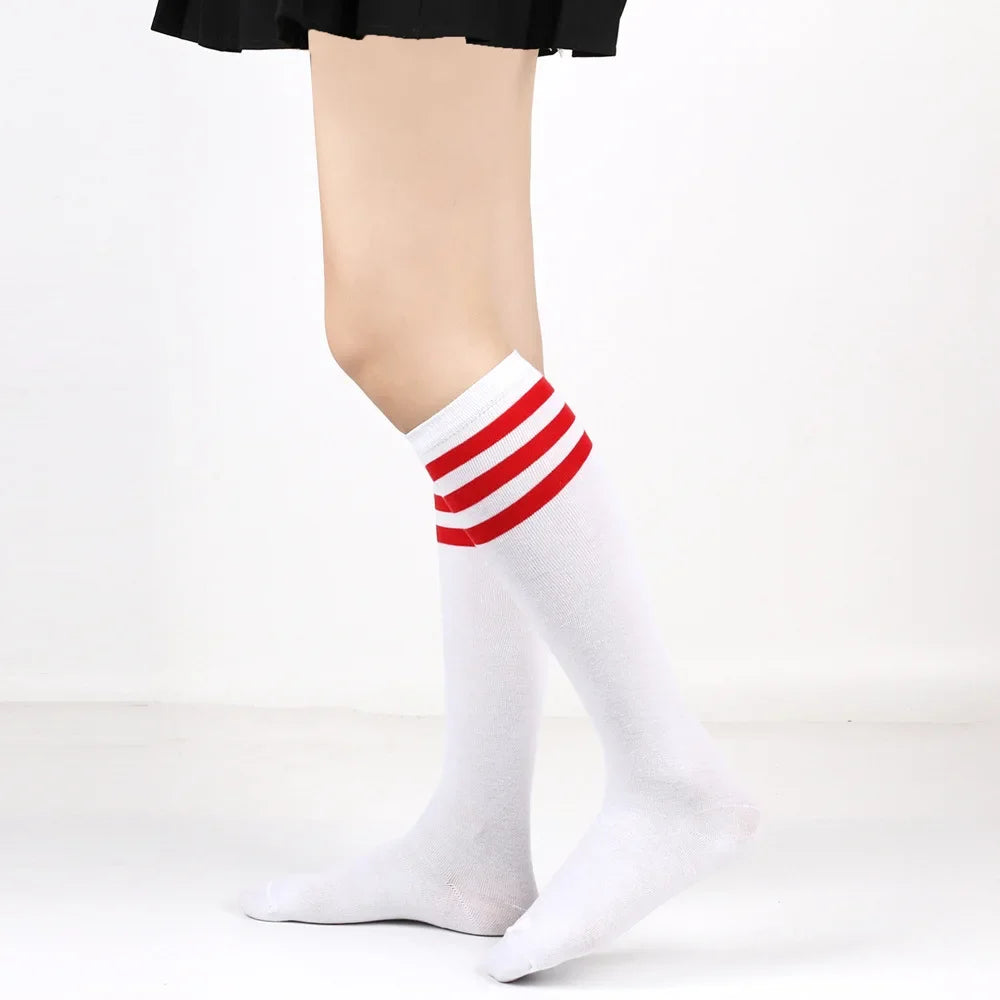 Women's Striped Knee High Bamboo Cotton Socks