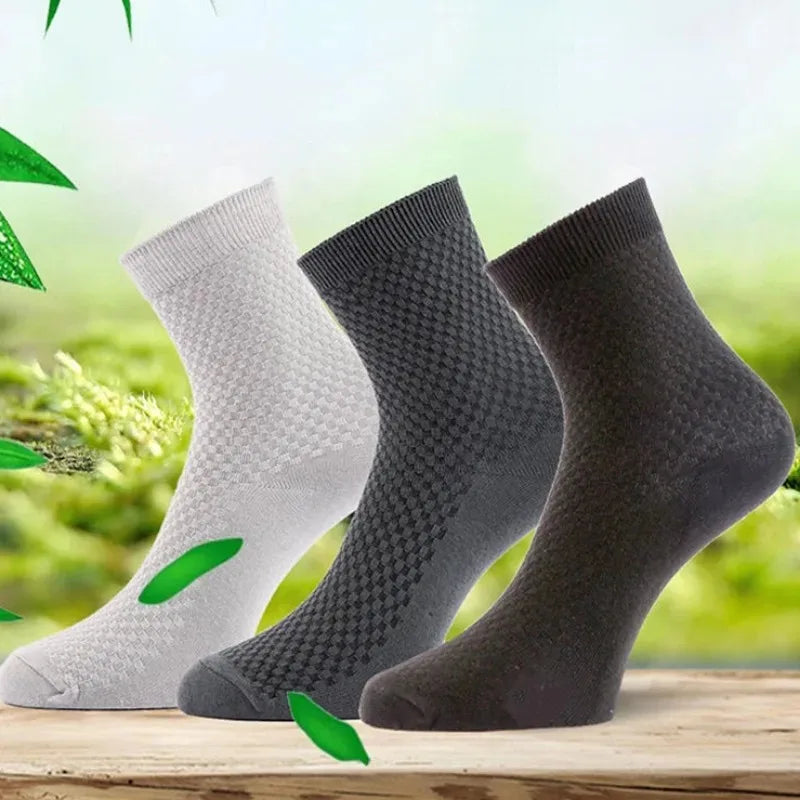Mens Bamboo Fiber Deodorant High Tube Breathable Dress Socks One Size