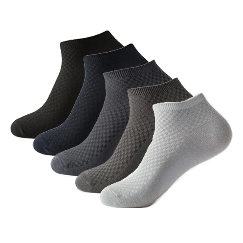 5 Pairs Mens Bamboo Fiber Short Ankle Socks - Breathable