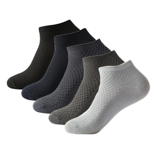 5 Pairs Mens Bamboo Fiber Short Ankle Socks - Breathable