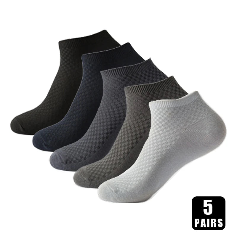 5 Pairs Men Bamboo Fiber Short Socks Breathable Casual Ankle Low Cut