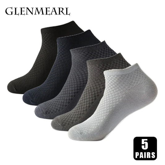 5 Pairs Men Bamboo Fiber Short Socks Breathable Casual Ankle Low Cut