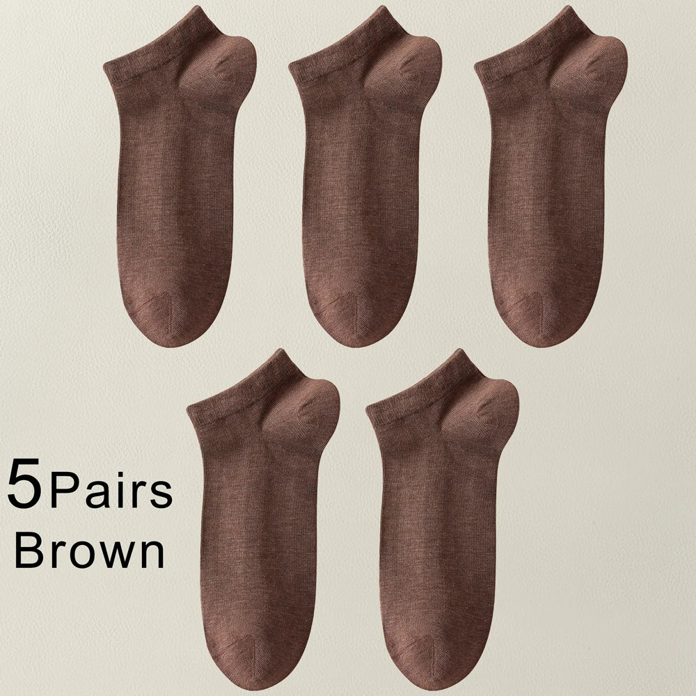 5 Pairs Mens Bamboo Fiber Ankle Socks Thin Breathable Antibacterial