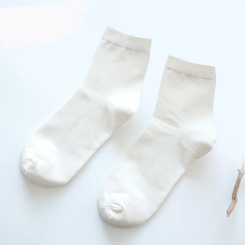 Women's Bamboo Fiber Socks 5 Pairs Solid Color Thin Candy Color Kawaii