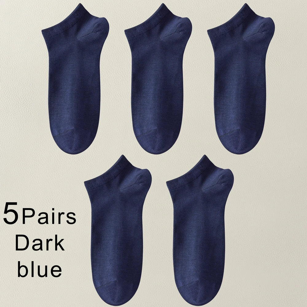5 Pairs Mens Bamboo Fiber Ankle Socks Thin Breathable Antibacterial