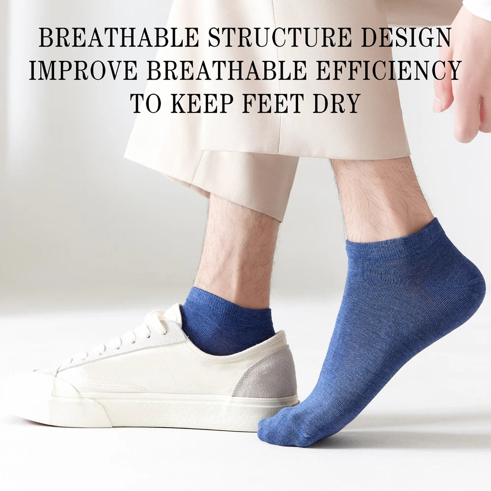 5 Pairs Mens Bamboo Fiber Ankle Socks Thin Breathable Antibacterial