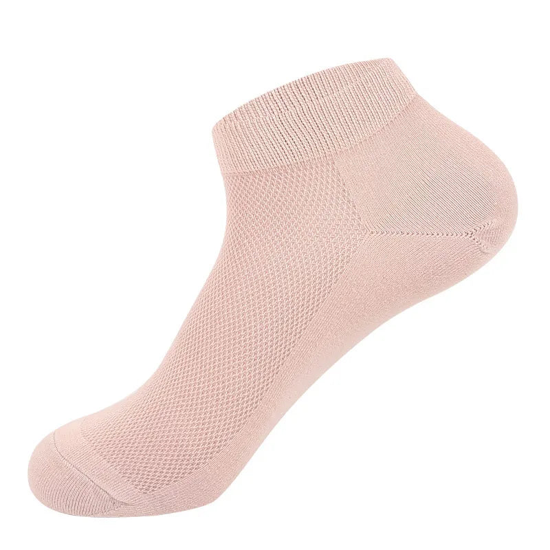 5-Pack Women's Bamboo Fiber Mesh Breathable Ankle Socks