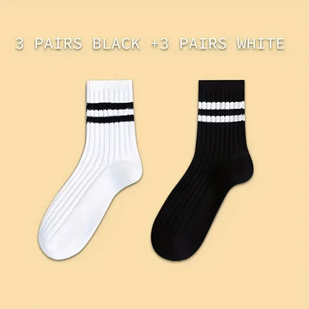 Men's Striped Casual Bamboo Polyester Socks  - Mid Tube