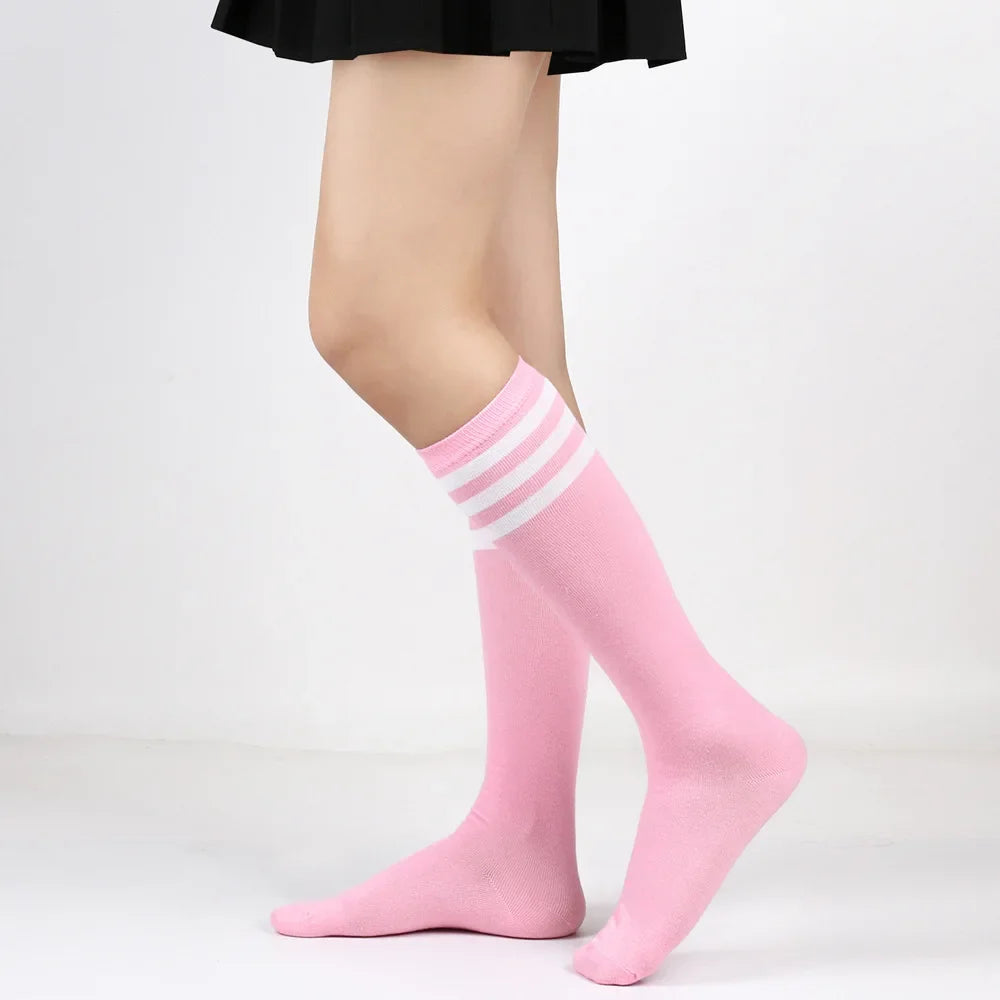 Women's Striped Knee High Bamboo Cotton Socks